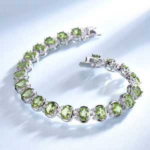 Sterling Silver Natural Peridot Bracelet Wedding Gemstones
